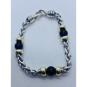 David Yurman 14k Sterling Black Onyx Wheat Bracelet 8"